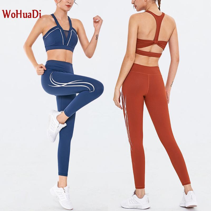

2020 women yoga set gym clothing Female Sport fitness suit Running Clothes yoga top+ Leggings women bra sets Dropshipping1, Black
