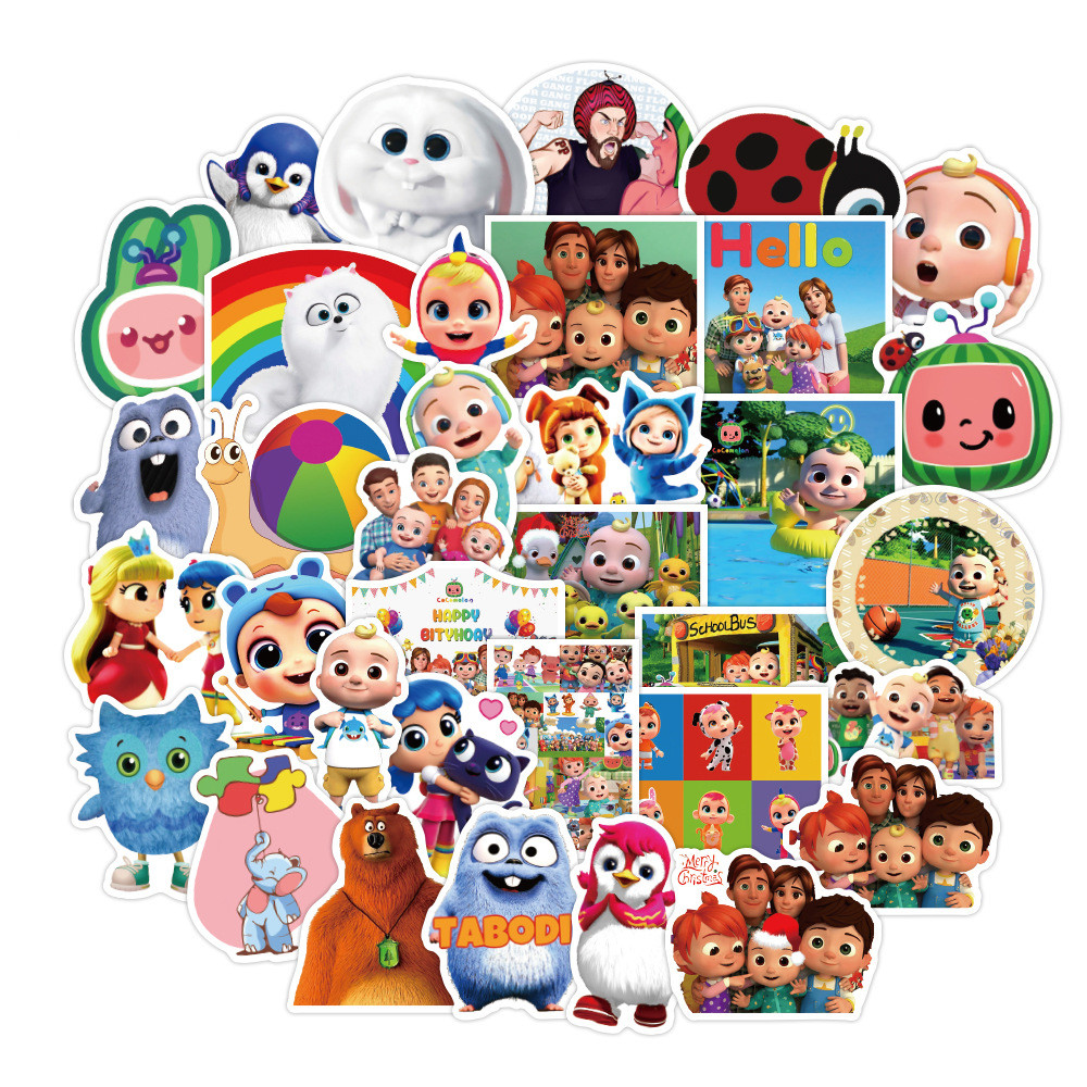 

50pcs/set cocomelon cute cartoon Small waterproof stickers for laptop bike waterbottle case car stickers