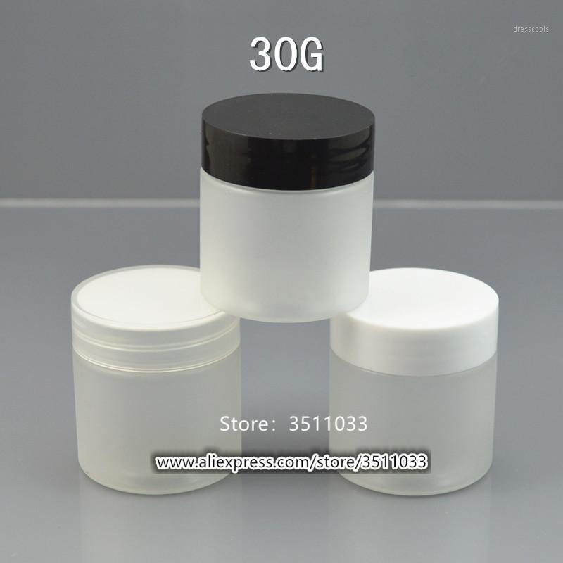 

30pcs 50pcs 30G Frosted Plastic Cream Jar Empty Cosmetic Facial Mask Cream Container 30ml Matte Refillable Jar Black White Lid1