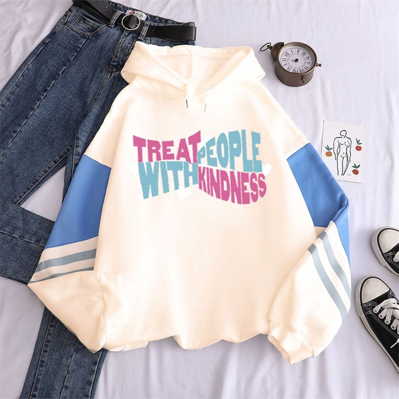 

Harry Styles TPWK Treat People with Kindness Patchwork Women Men Hip Hop Sweatshirts Harajuku Thin Velvet Warm Hoodies Y200917, Orange