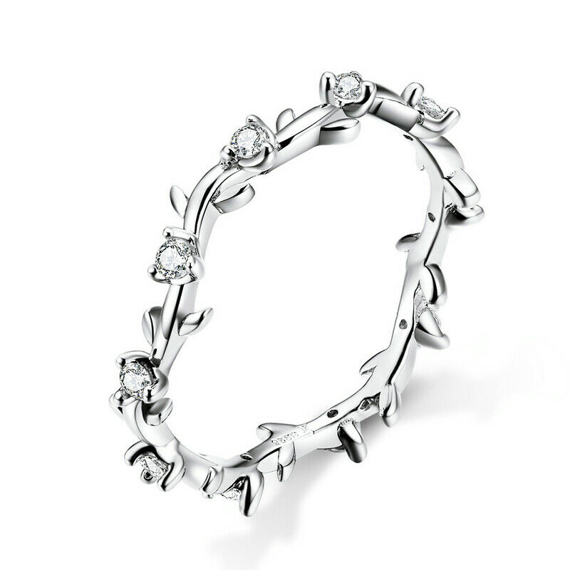 

Luxury European Finger Ring Rose Branch of Love Women Girls Soild 925 Sterling Silver