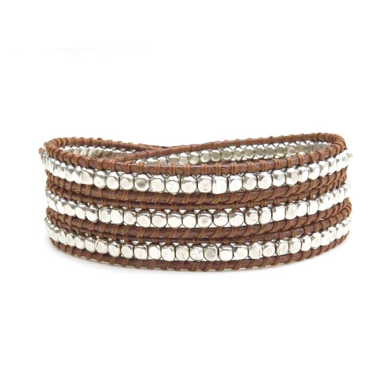 

Geometric Copper Beads Wrap Bracelets for Women Handmade Braided Vegan Wax Boho Bracelet Punk Jewelry Gift Vacuum Plated Metal