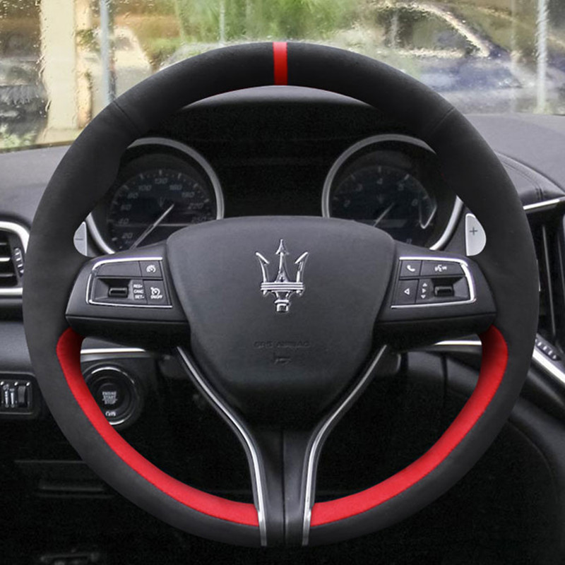 

For Maserati Ghibli Levante quattroporte GT DIY custom suede special hand-sewn steering wheel cover