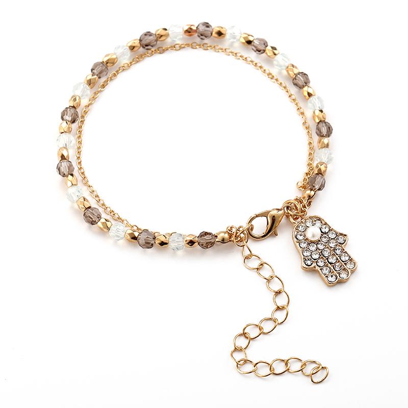 

New Fashion Palm Pendant Rhinestone Beaded Bracelets & Bangles for Women Charm Simulated Pearl Party Wedding Jewelry Accessories