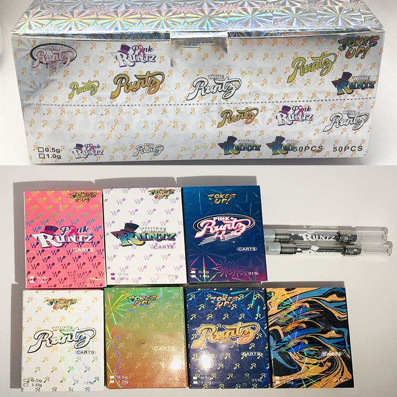 

RUNTZ Cartridge 510 Atomizer 0.8ml 1.0ml Ceramic Cartridges Press on Tip Carts M6T G5 runtz Empty Disposable Vape Pen Packaging OEM available