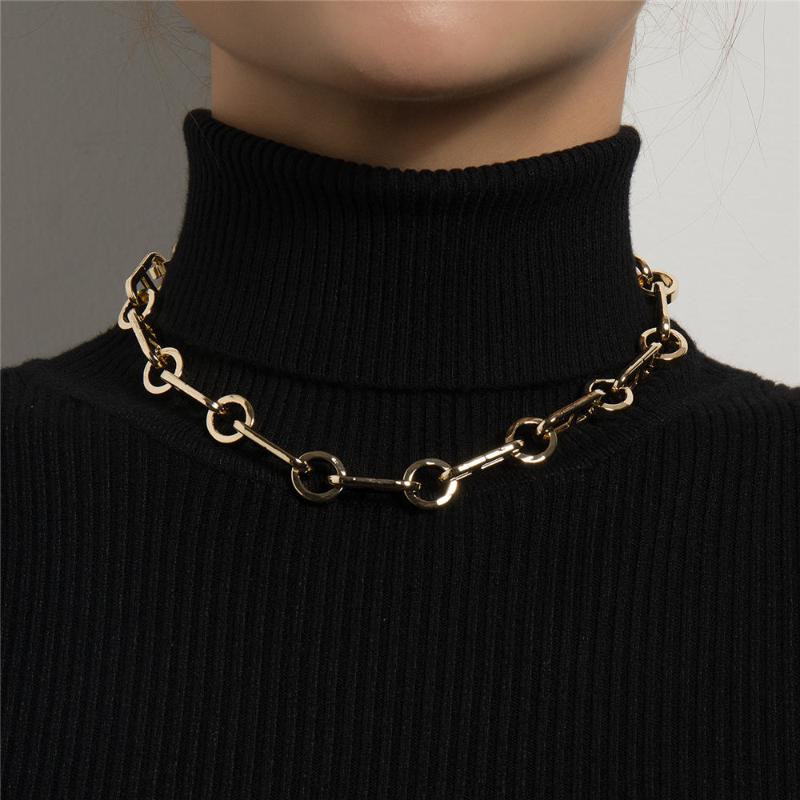 

Chokers Initial Thick Chain Toggle Clasp Gold Necklaces Mixed Linked Circle For Women Minimalist Choker Necklace Jewelry