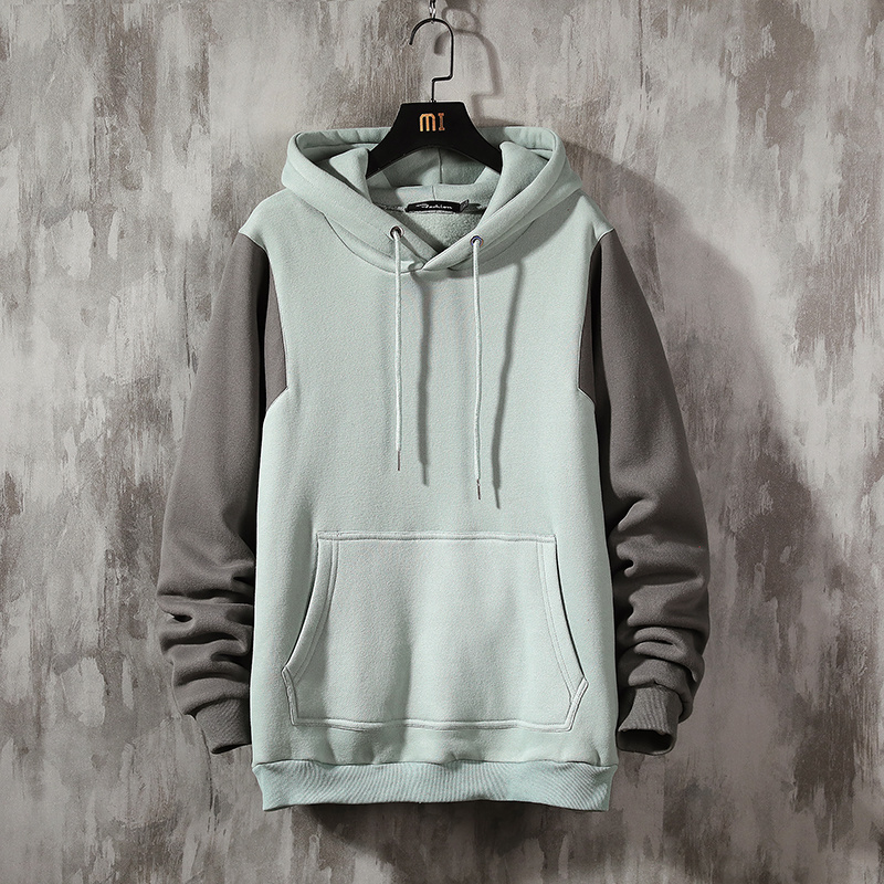 

Patchwork solid men 2020 Hiphop Winter Basic Hoodies Loose casual Sweatshirts Men's Style Casual Harajuku Male Top Blouse hoodie, Green