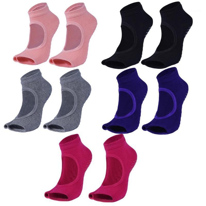 

Hot Sale Yoga Socks Wear-resistant For Pilates Ballet Yoga Dance Women Ladies Two Toes Non-slip Cotton Socks Pack 21, Red