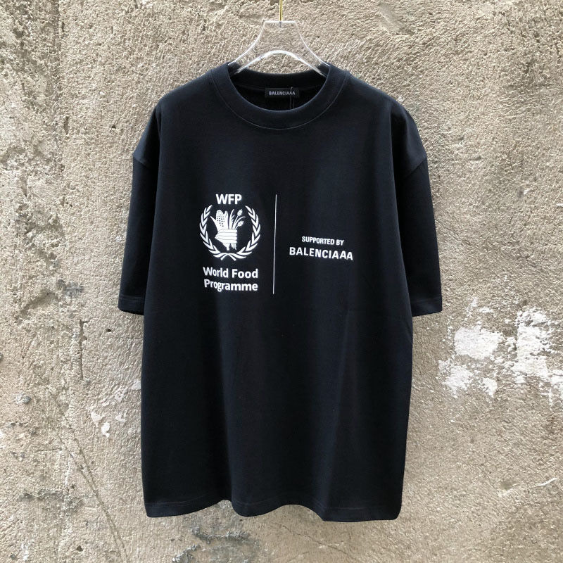 

designer Tshirts Balencaigas Men's sweaters hoodies Food agency's original cotton round neck men's and women's round neck T-shirt, Black high version weighs 260 grams