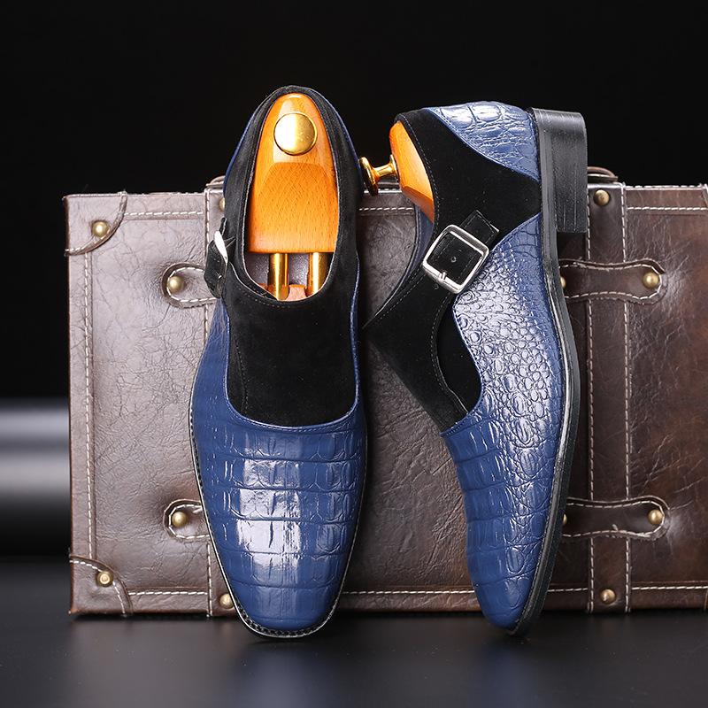 

Brand New PU Leather Fashion Men Business Dress Shoes Pointed Buckle Formal Shoes Big Size Male Party Wedding Footwear, Black