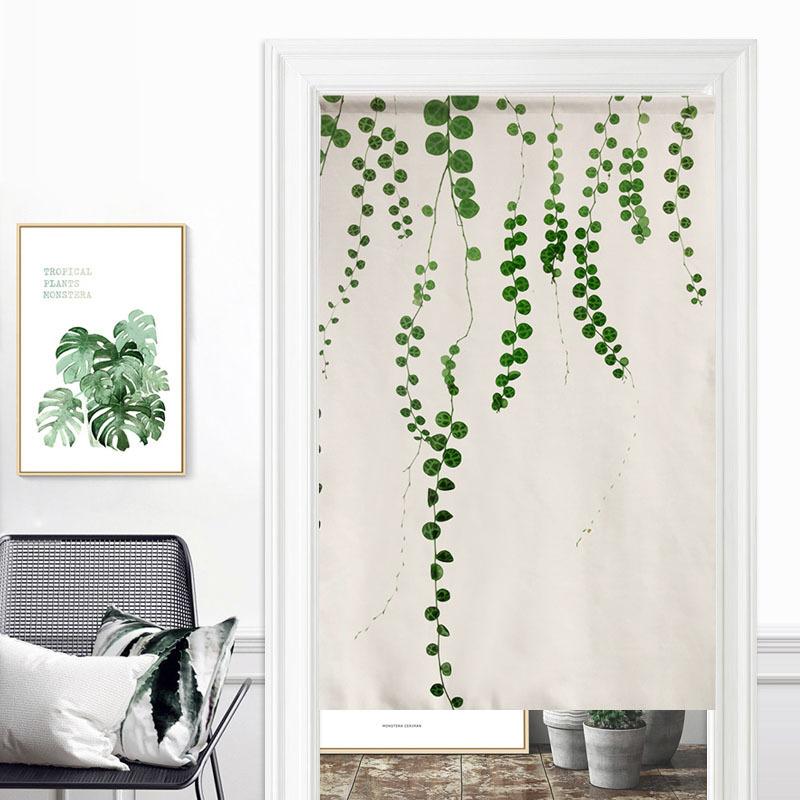 

Plants Printing Color Door Curtain with Rod Partition Curtain Shading Door