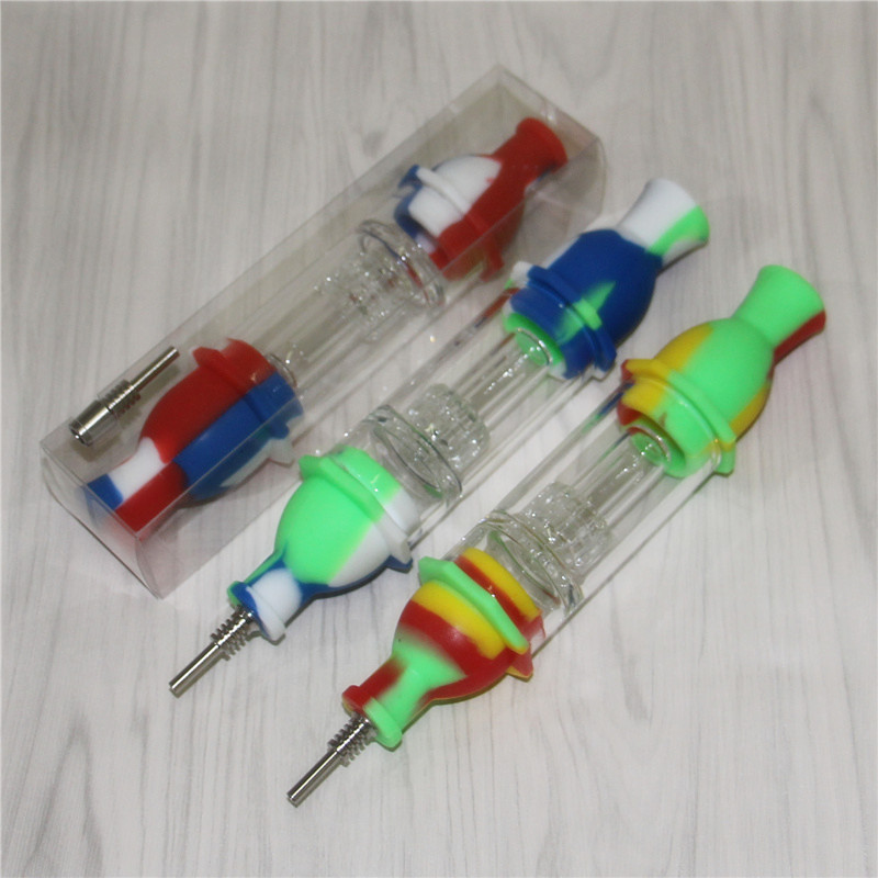 

5pcs Nectar Collector Kit with10mm Titanium Nail Nectar Silicone + Glass Water Pipes Glass Bong for oil rigs dabbing tools for wax