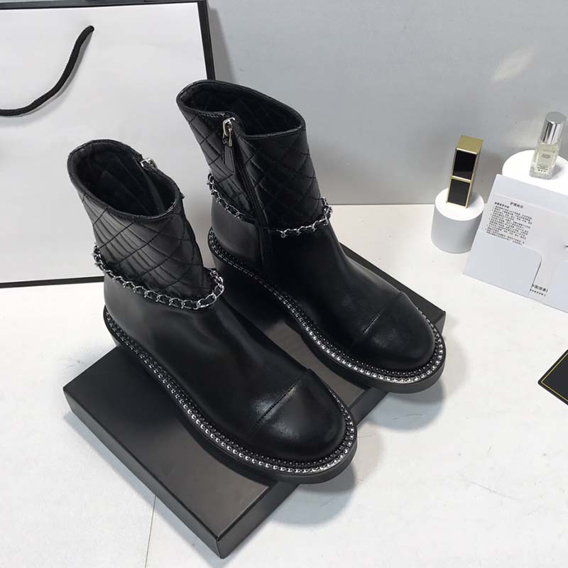 

2022 Boots Platform For Women Chain Ankle Boot Sexy Slippers Cowboy Zipper High Heels Slides Girls 6 7 8 10 Lady To Wear, Black
