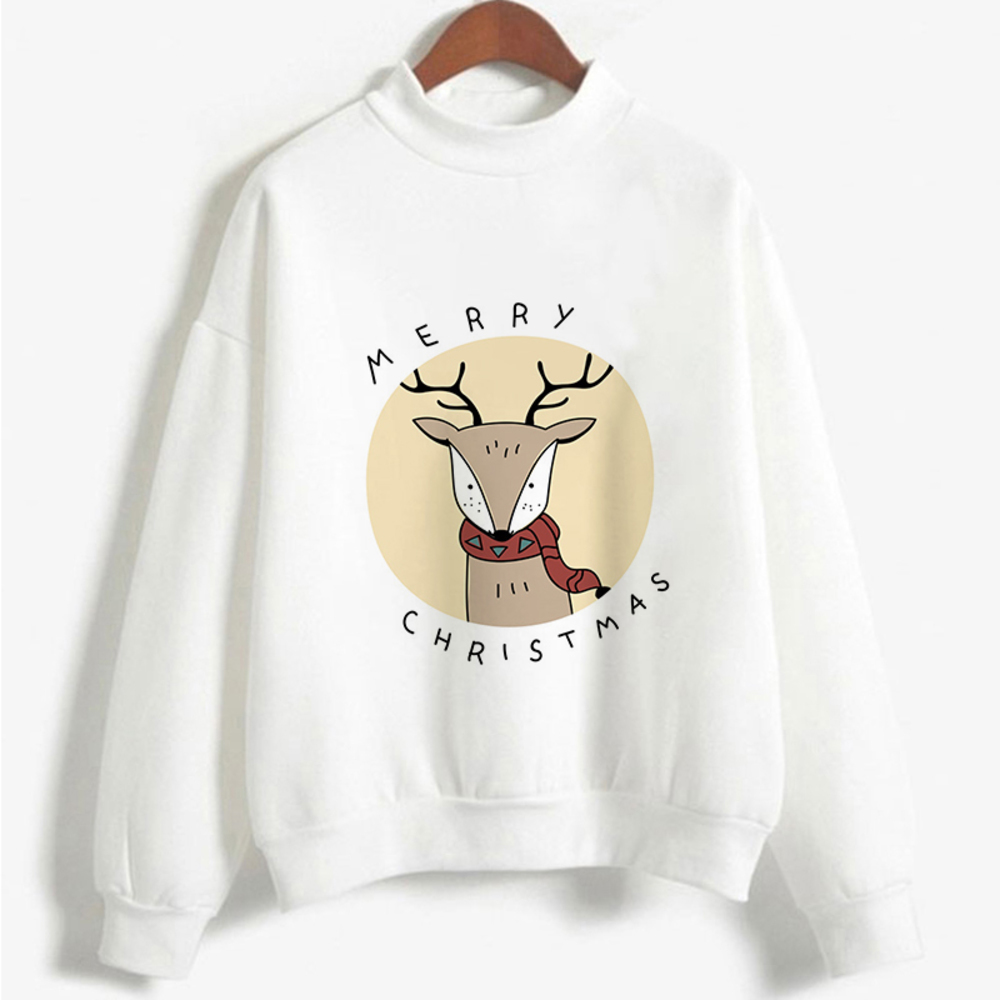 

Hoodie Women Christmas Car Print Vogue Pullover Loose Sweatshirt Female Casual Plus Size Hoodies, Beige
