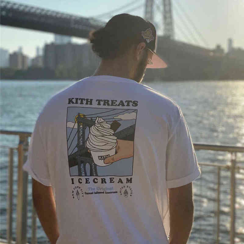 

KITH TREATS LOCALE Tee T-shirt Men Women Vintage 1:1 High-Quality White icecream Tops harajuku shirts for women G1229