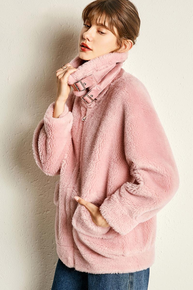 

Lamb New Australian Natural Autumn Coat Korean Thick Warm Fur Wide-waisted Women Coats and Jackets Winter, Blue