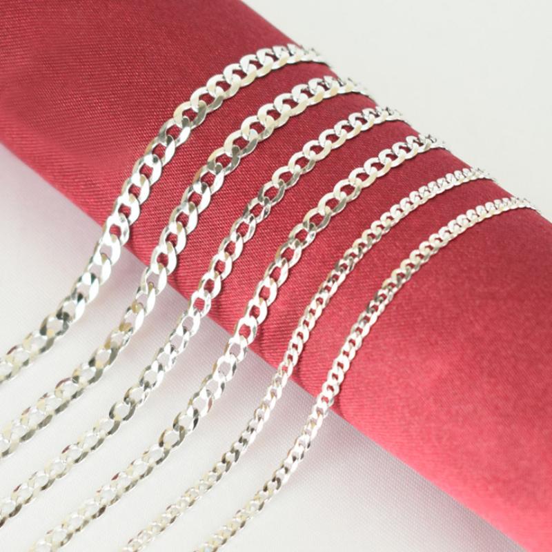 

100% Pure 925 Sterling Silver Flat Horsewhip Choker Chain Necklace Unisex Fashion Jewelry Bijoux for Women Men Festive Hot Gift
