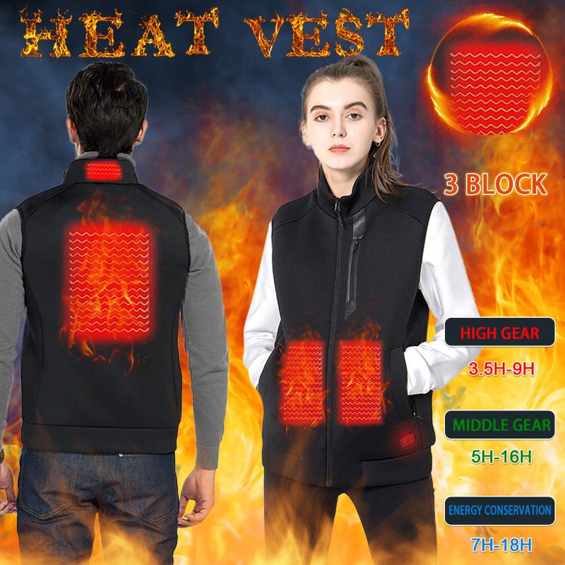 

Outdoor Warm Vest Usb Charging Hooded Cotton Coat Electric Heating Warm Jacket Outdoor Riding Skiing Fishing Heated Jacket, Black