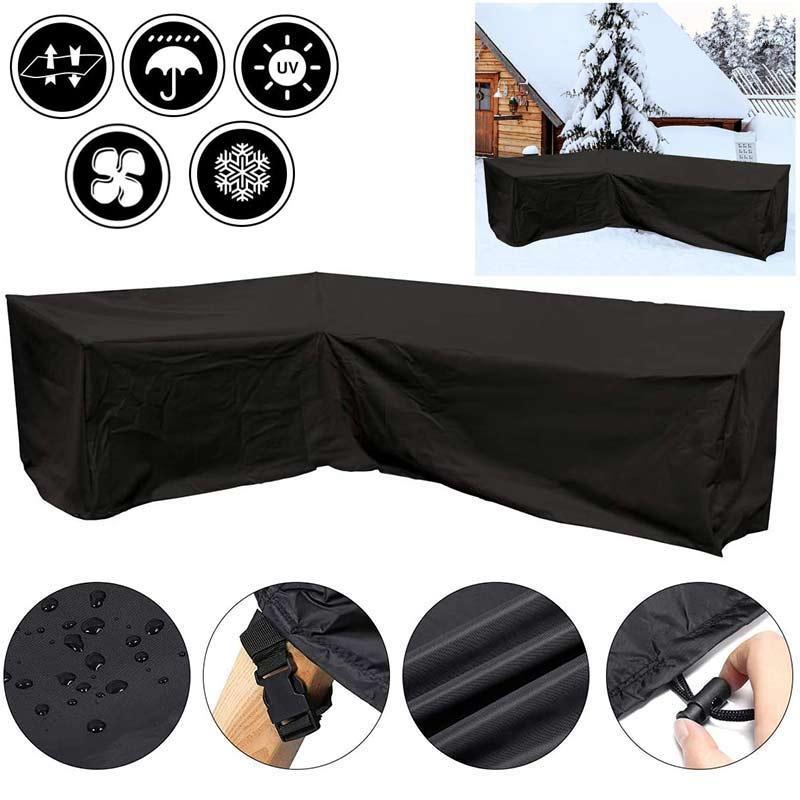 

Outdoor V Shape Corner Sofa Cover Waterproof Sofa Protective Cover All-Purpose Home Garden Rattan Furniture Dust Covers Black1