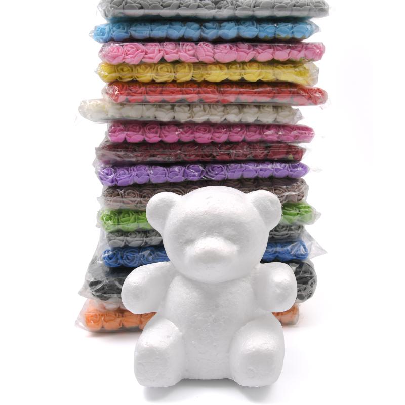 

1pcs 15cm/20cm/30cm/35cm Foam Rose Bear Mold DIY For Gift Polystyrene Styrofoam Foam Ball Artificial Rose Flower Bear, 15cn