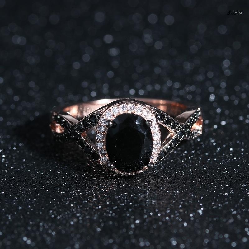 

Classic Fashion Black Zircon Female Ring Black Simulated Cocktail Band Ring Engagement Bride Groom Love Rings Jewelry1