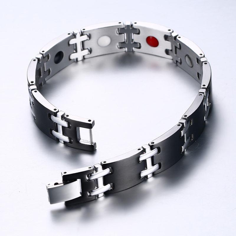 

Vinterly Black Magnetic Bracelet Men Stainless Steel Health Energy Magnetic Bracelet Male Hand Chain Bracelets Bangles for Men