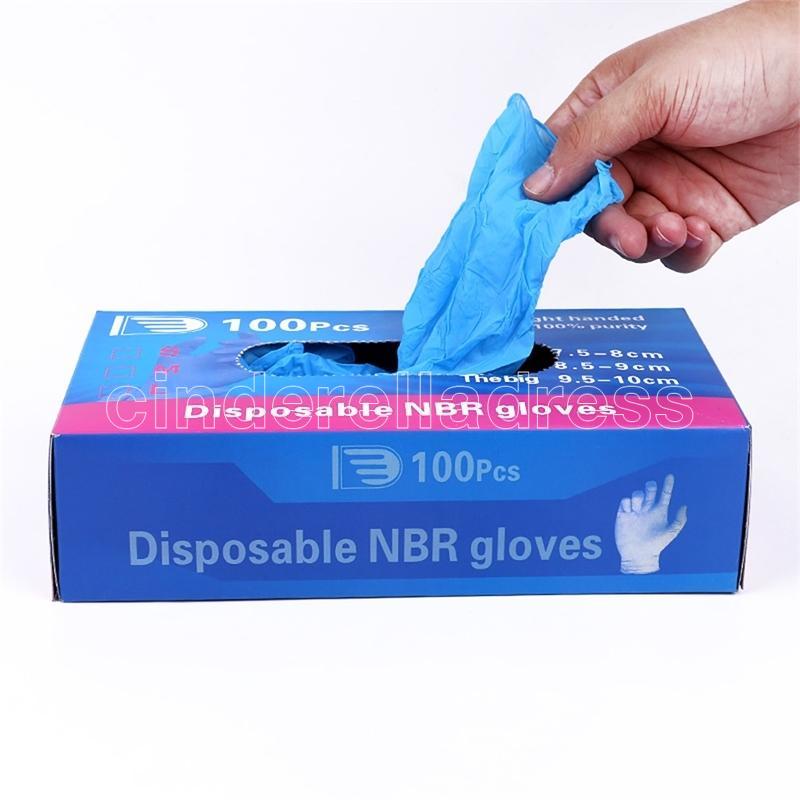 

100pcs Disposable Nitrile Exam Gloves Anti-slip Powder Free Non Latex Non Vinyl Disposable hand gloves Prevent infection safe