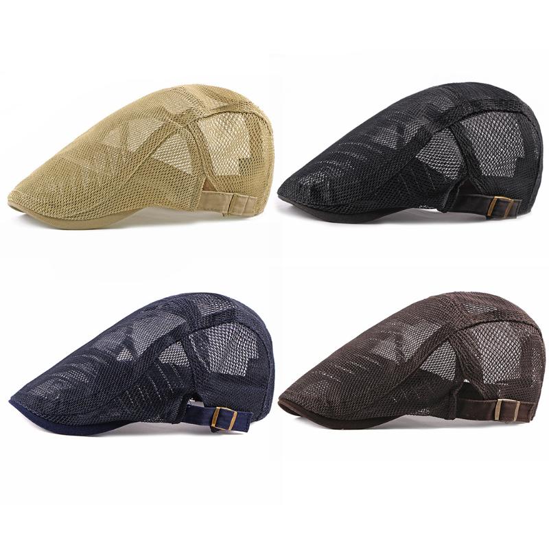 

Berets Summer Mesh Beret Hat Men Outdoor Visor Peaked Caps Breathable Bone Male Ivy Flat Cap Adjustable Sun Dad Boina, No.7