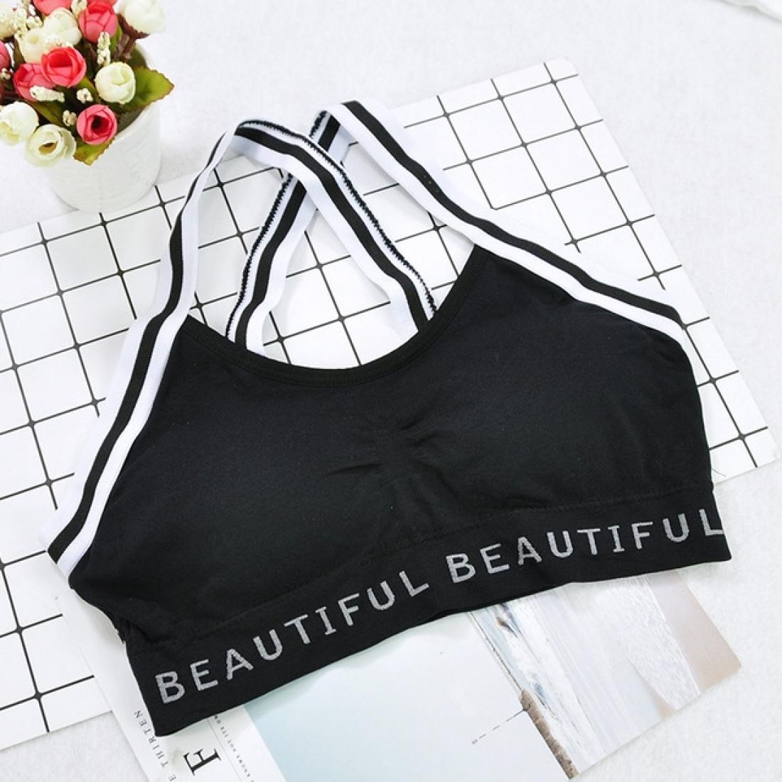 

Letter Camisole Beauty Back Cross Sports Bra SizeOne Size, Red;black