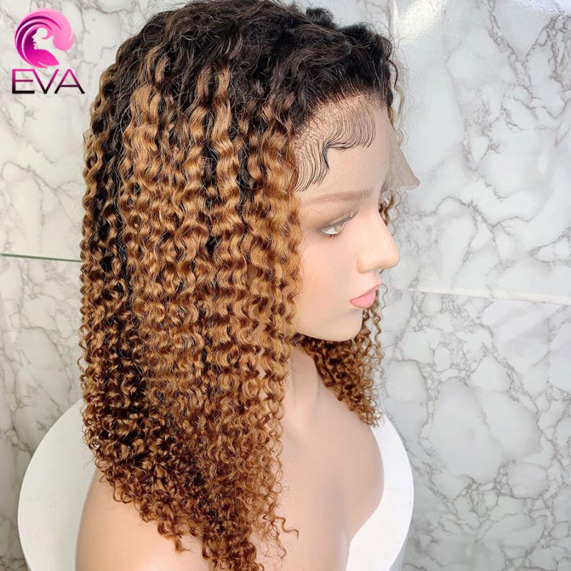 

Eva Ombre Color 1B/30 150% 13x6 Lace Front Human Hair Wigs Pre Plucked With Baby Hair Brazilian Remy Curly Wigs For Women, T1b/30