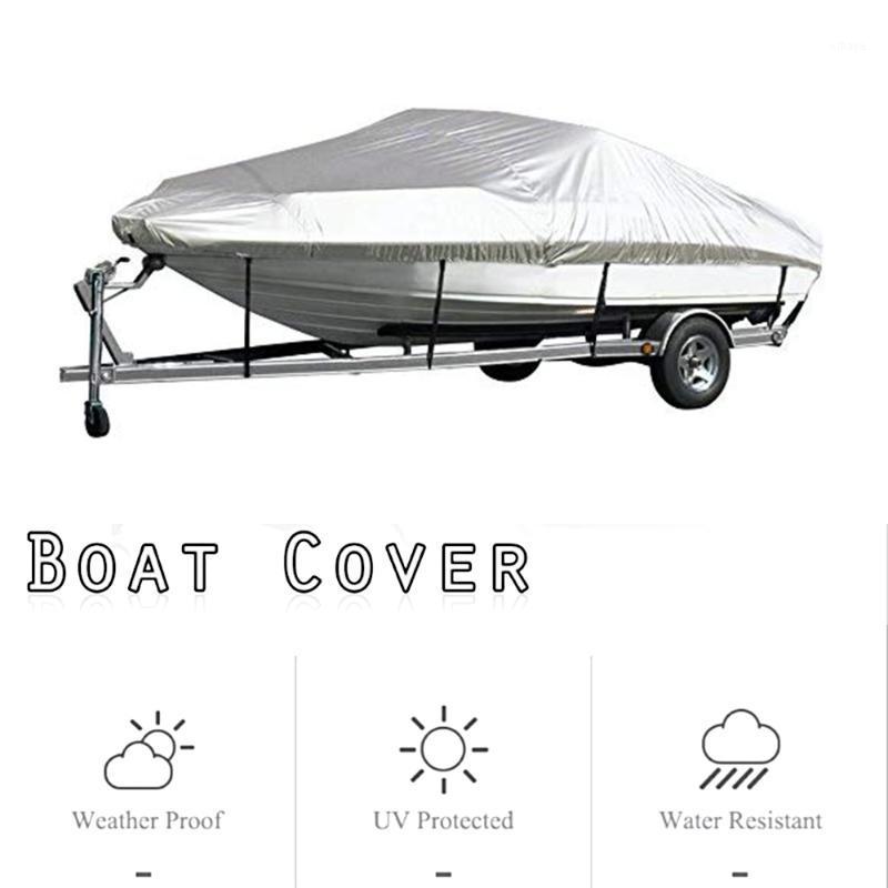 

Universal Boat Cover Waterproof Heavy Duty Silver Reflective 300D Oxford Fabric Protable Yacht Cover For Runabouts Bass Boats1