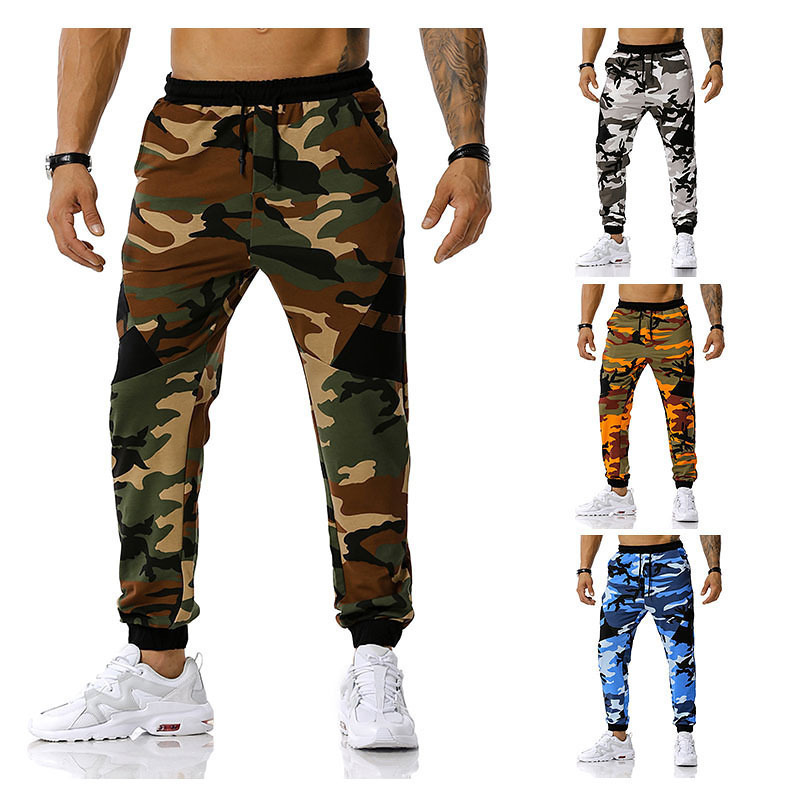 

2021 New Mens Man Stitching Camouflage Jogging Outdoor Sports Pants Hip Hop Casual Trousers Fashion Streetwear 34aj, Gray