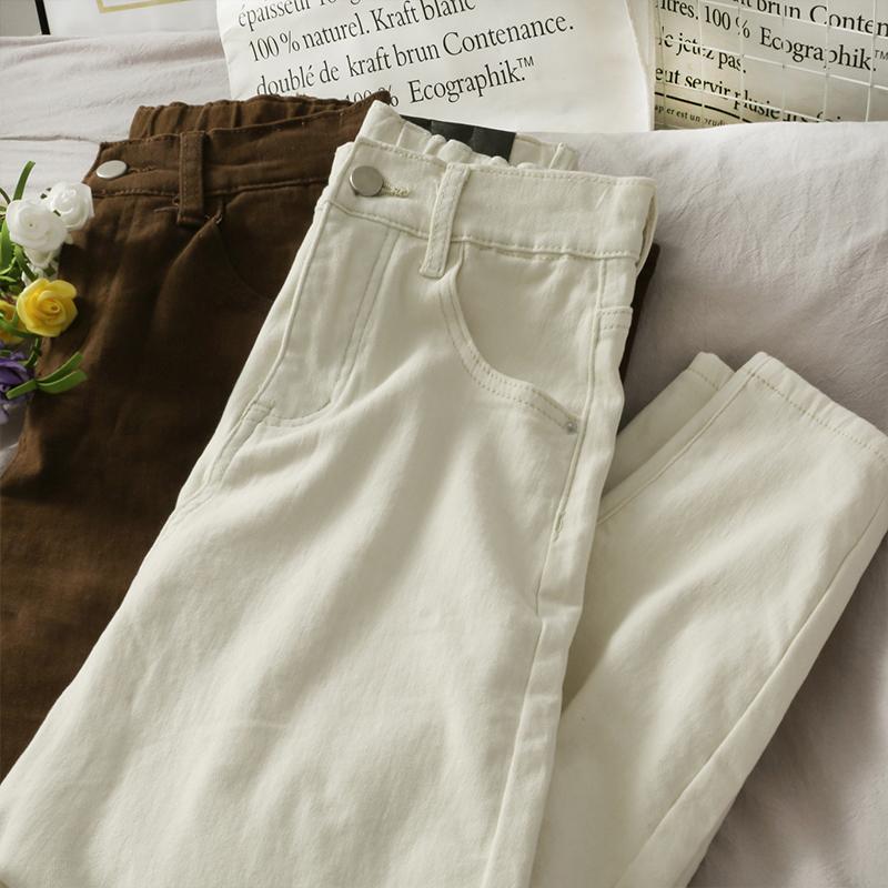 

2020 new fashion women' clothing Straight High Zipper Full Length jeans for women short jeans pants for women, White