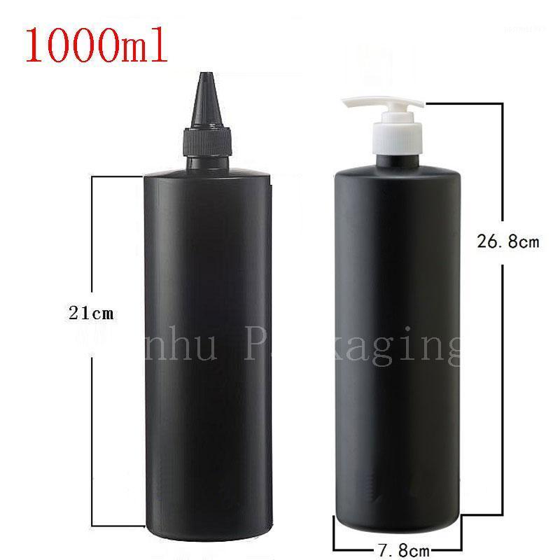 

1000ml Black Empty Lotion Spray Pump PE Bottle Dispenser Shampoo Plastic Bottles With Pointed Mouth Cap Body Wash Containers 1L1
