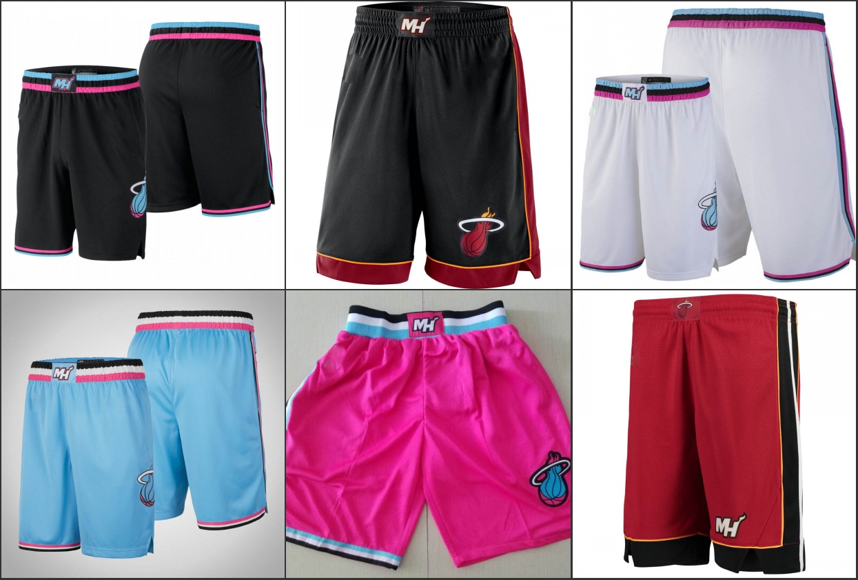 

MiamiHeatMen White Black Red Blue swingman basketball Shorts