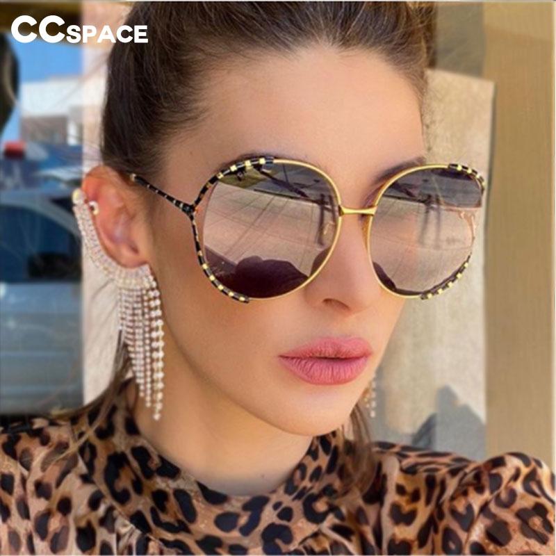 

Sunglasses 46302 Round Hollow Metal Stripe Men Women Fashion Shades UV400 Vintage Glasses