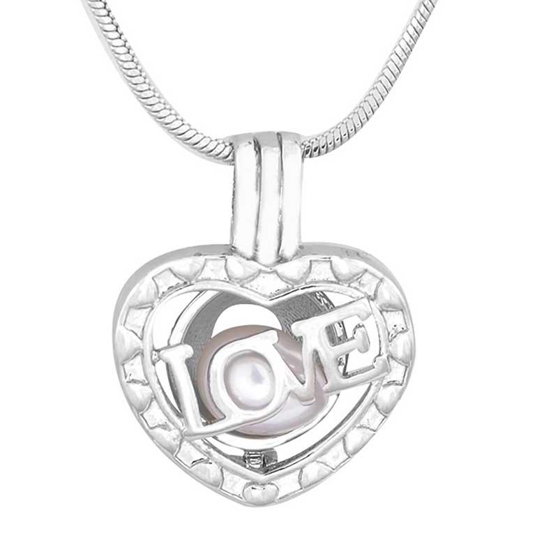 

Valentine's Day Present Sliver Plated Necklace Gift Love shape Love Wish Cage Pendant Wholesale Charming Jewelry CP192