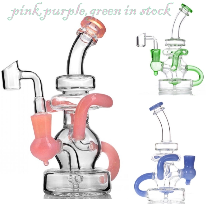 hookahs 7.8Inch Glass Bong Recycler Glass Water Pipes Ball Unique Dab Rigs With 14mm Joint Large Portable & Durable-image-754656480