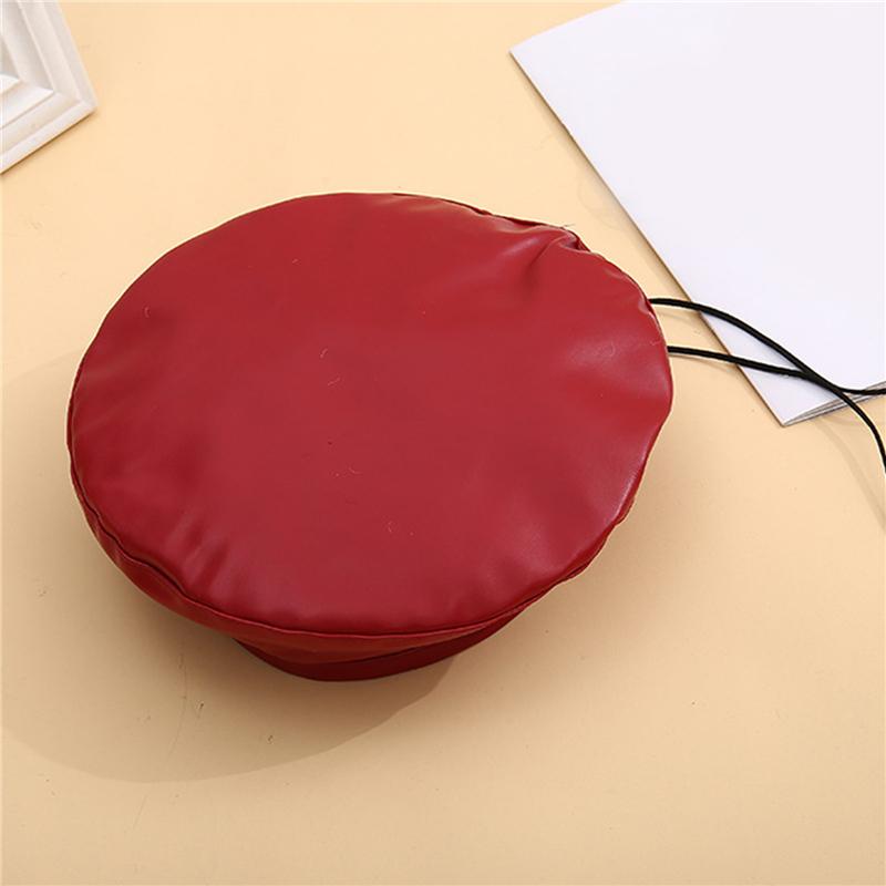 

Berets Elegant Female Hat PU Leather Artist Cap Fashion Solid Color Brimless Har For Girls Soft Painter, Black