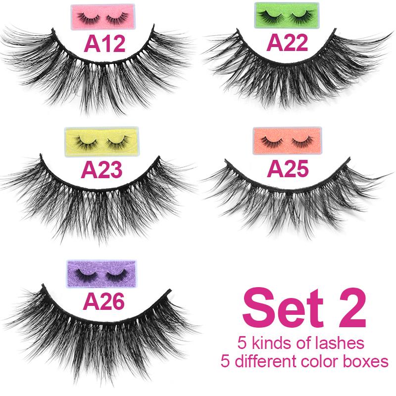 

5 pairs/set 3D Mink False Eyelashes Natural Makeup Faux Cils In Bulk Fluffy Crisscross Fake Eyelash for wholesale
