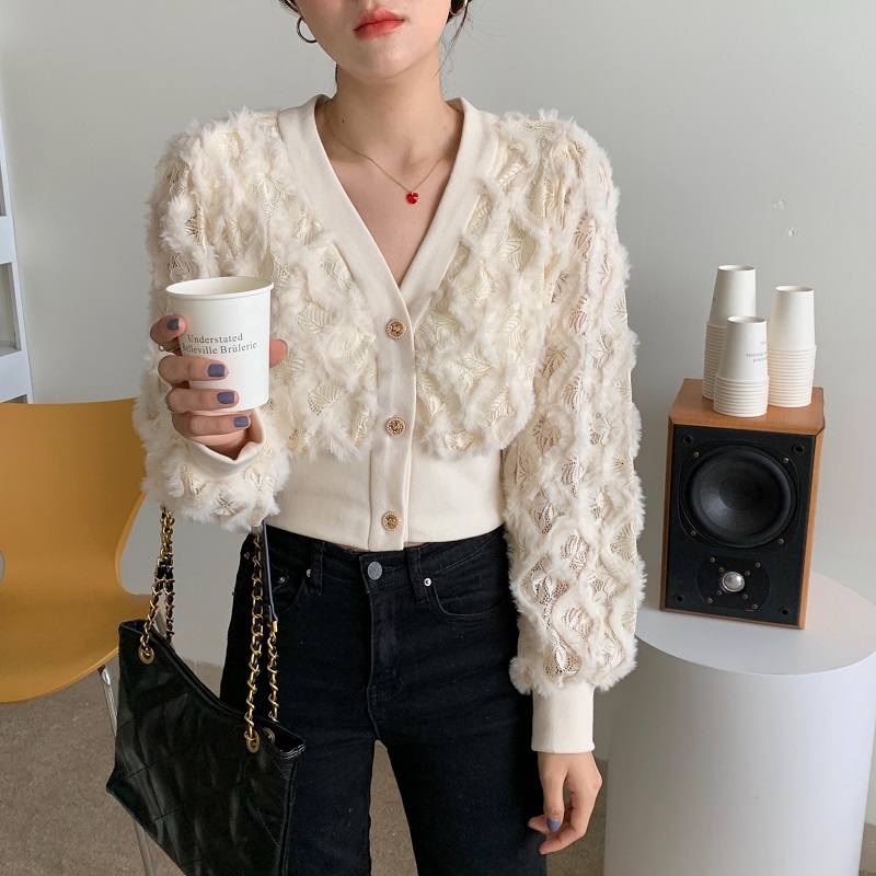 

2021 New Female Fashion Chiffon Solid Shirts Single v Neckline Breasted Lace Crochet Hollow Out Shirt Spring BB5P, Black