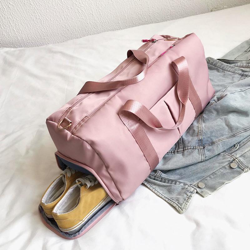 

Outdoor Waterproof Nylon Sports Gym Bags Women Shoes Compartment Sport Bags Men Training Fitness Bag 2021 Yoga Running Handbag, Grey