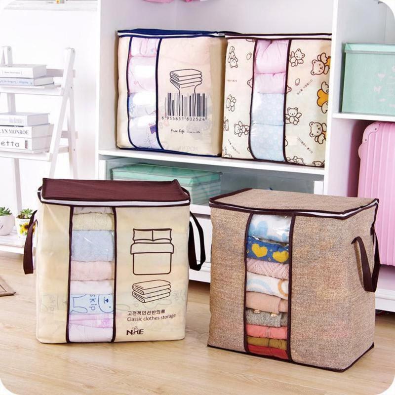 

Fabric Quilt Storage Bag Eco-friendly Non-Woven Clothes Divider Wardrobe Closet Box Organizer for Household Ornament