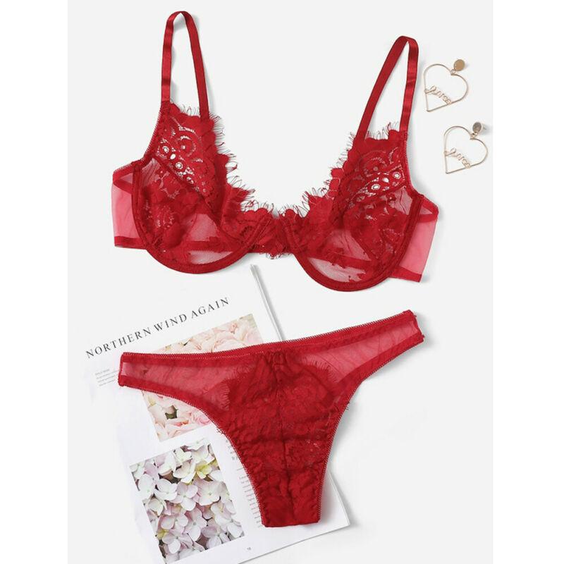 

Women Sexy-Lingerie Nightwear Dress Babydoll Unpadded Bra G-string Underwear Lace Bra Set Hot