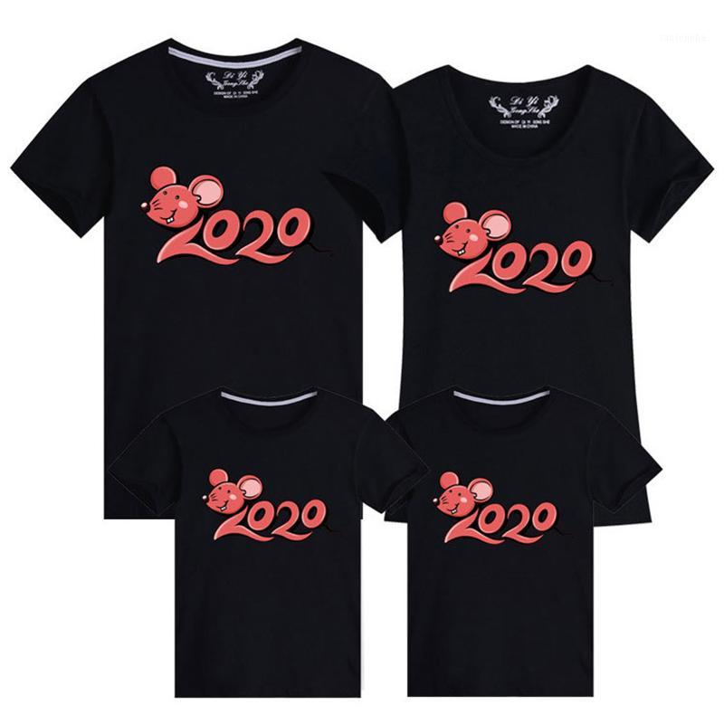 

Family Matching Clothes 2020 New Year Summer Print T-shirt Mommy and Daughter Father and Son Clothes Family Look1, Black