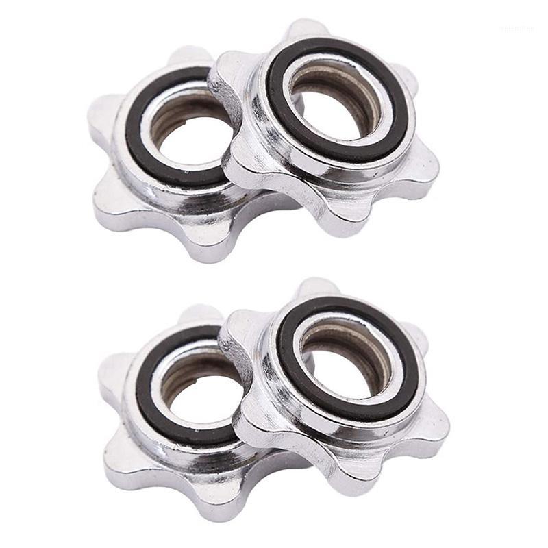 

4 Pcs 2.5cm Weight Bar Clamps Dumbbell Barbell Clamps Casting Lock Hex Nuts for Weightlifting Fitness Gym Crossfit1, Silver