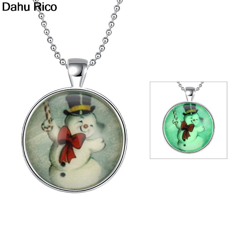 

Chrismas fluorescence night lightening pendant collane glass pendentif pendant transparent silver color keny Dahu Rico necklaces