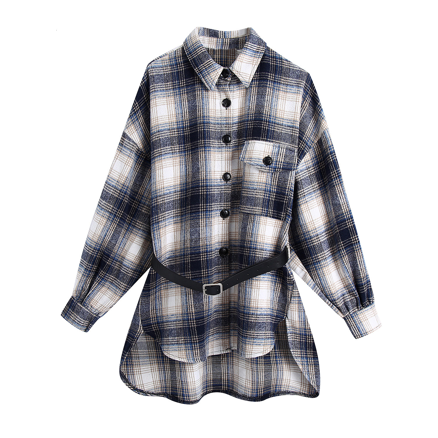 

2021 New Bb 2975 Autumn Europe and the United States Women's Coat Female Match Chatelaine Plaid Shirt 22pu, See chart