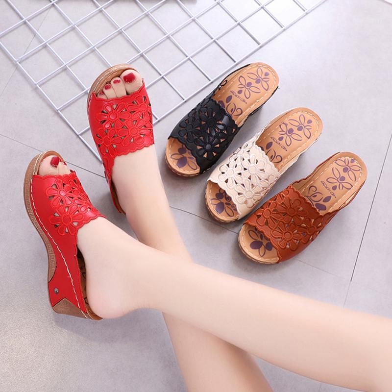 

Women Slippers Ladies Casual Hollow Out High Heels Thick Platforms Comfort Beach Shoes Sandals Slippers Plus Size D#41, Bg