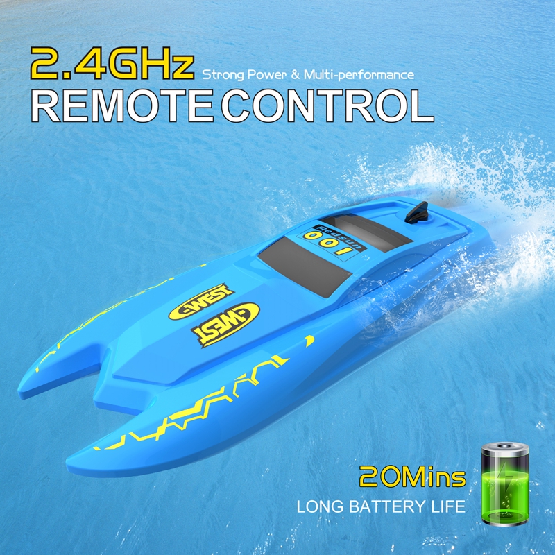 

2.4G RC Boat H126 Mini Boat Water Sensing 10km/h 20minutes Action Time Remote Controlled Speedboat Ship Boats Toys For Children, Blue